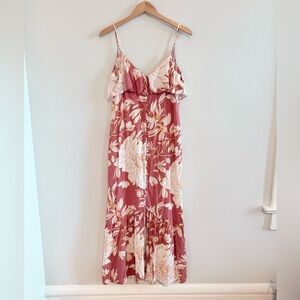 NAF NAF Pink and Cream Floral Dress, Size M